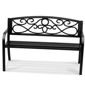 VEVOR Outdoor Bench, 50 inches Metal Garden Bench for Outdoors, 550 lbs Load Capacity Bench, Outdoor Garden Park Bench with Backrest and Armrests