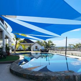 Artpuch Custom Size Sky Blue Sun Shade Sail Triangle Canopy 185 GSM Durable Fabric UV Block Awning for Outdoor Patio Garden Backyard (Customized (Color: Sky Blue, size: 11X21X21)